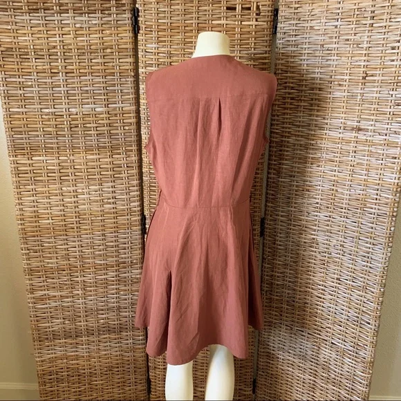 Club Monaco Day To Night Linen Mini Dress Size 12 - Picture 5 of 9